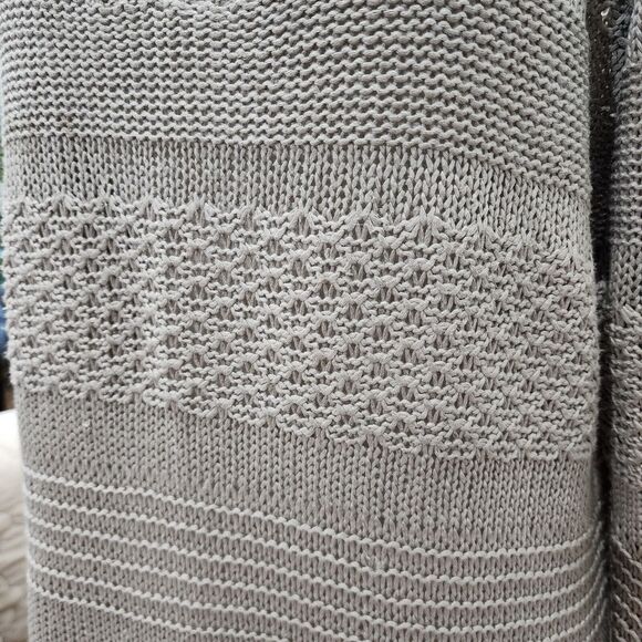 H&M Taupe Mixed Open-Knit Long Sleeve Sweater Tunic Lightweight Size M - Picture 4 of 8